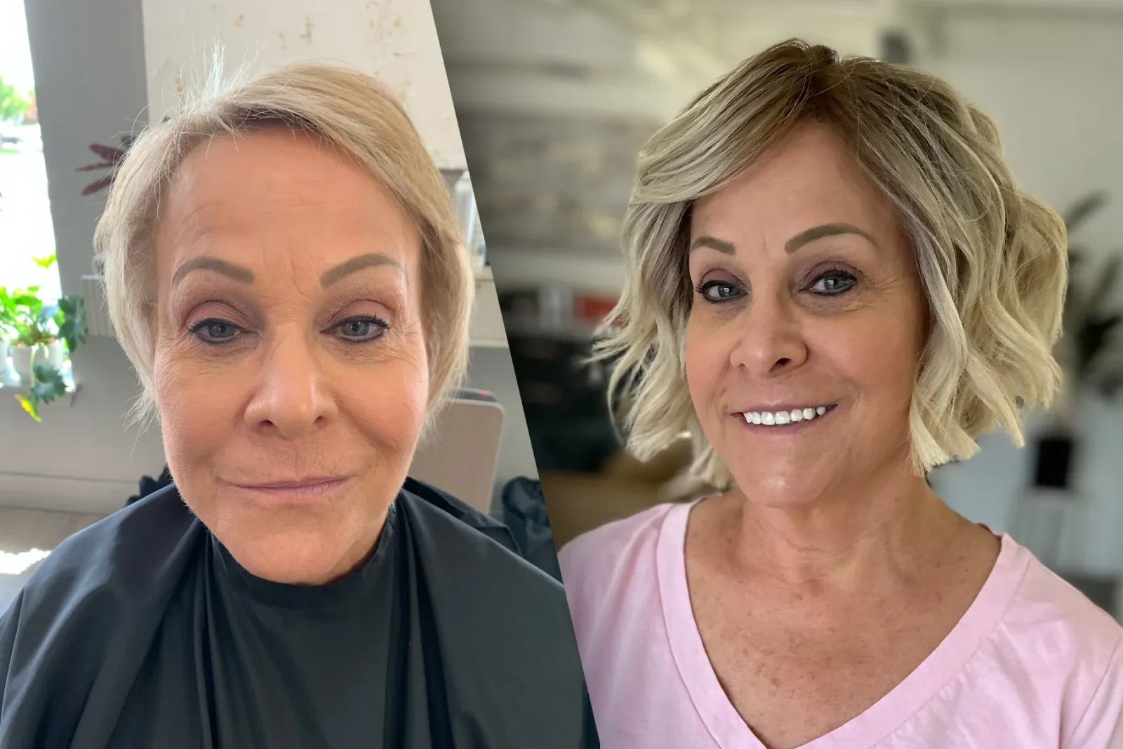 Hair piece before and after - woman